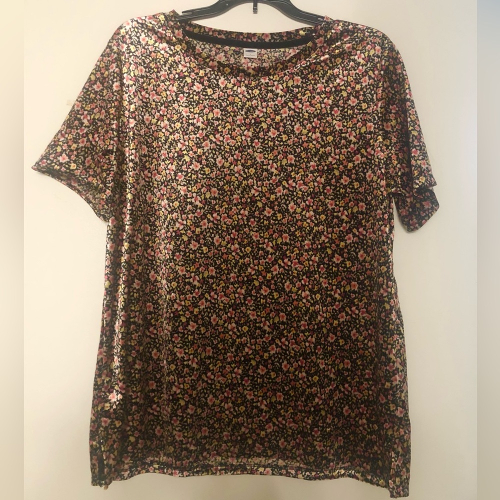 Old Navy Pink Floral Velvet Blouse Size L